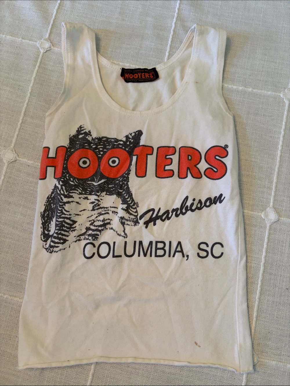 Hooters White Tank Top with Orange & Black Logo - Columbia, SC